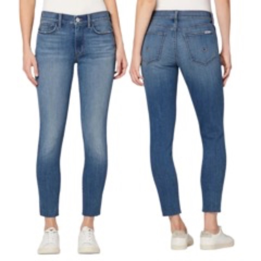 HUDSON JEANS  Natalie Mid-Rise Raw Hem Super Skinny Jeans
